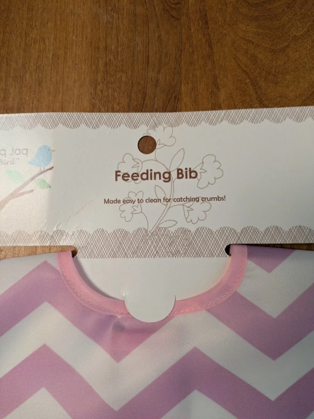 Jaq Jaq Bird Pink Chevron Feeding Bib with Pocket & 3 Perfect Mini Pouches